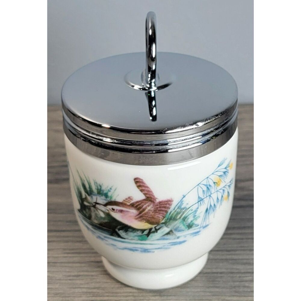 Vintage Royal Worcester Porcelain‎ Egg Coddler & Lid White Birds